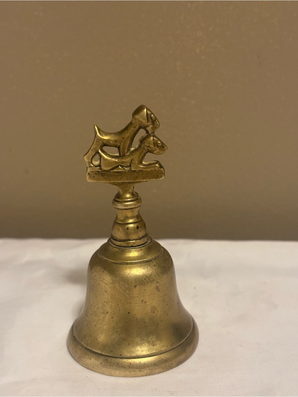 Brass Decorative Bell with Dog Finial - Gold